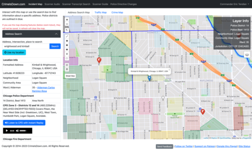 Chicago map page screenshot