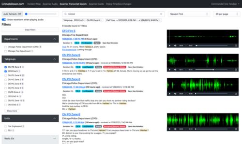 Transcript search page screenshot